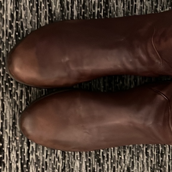Authentic Stuart Weitzman tall brown leather wedge boots sz 10 - Picture 9 of 15